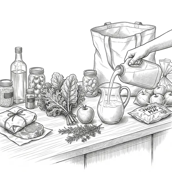 Pencil illustration of fresh produce representing the food and supplements guide