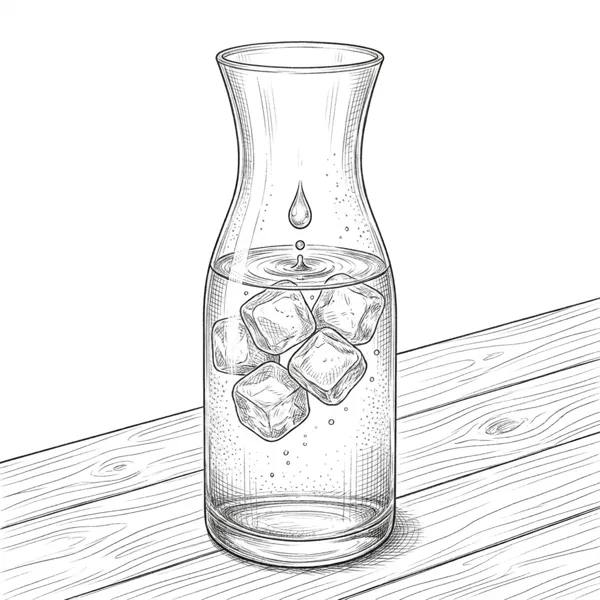 Pencil illustration of a water glass and pitcher representing the water detox guide